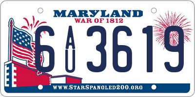 MD license plate 6AU3619