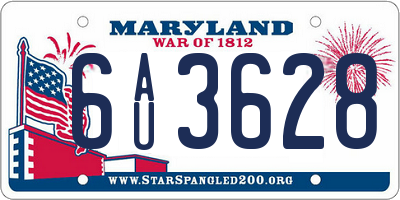 MD license plate 6AU3628
