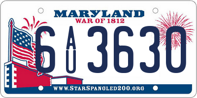 MD license plate 6AU3630