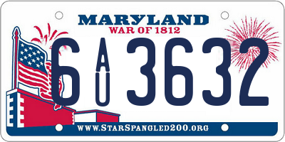 MD license plate 6AU3632