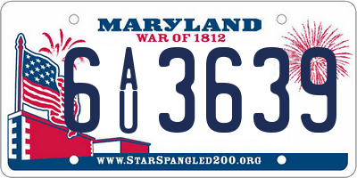 MD license plate 6AU3639
