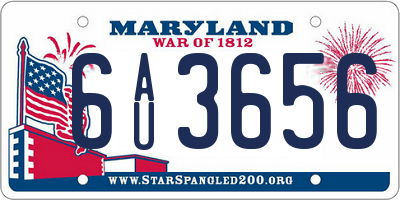 MD license plate 6AU3656