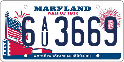MD license plate 6AU3669