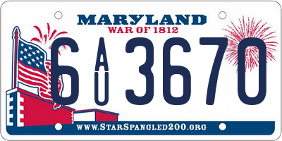 MD license plate 6AU3670