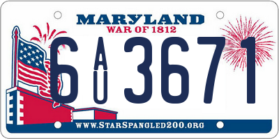 MD license plate 6AU3671