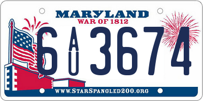 MD license plate 6AU3674
