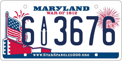 MD license plate 6AU3676