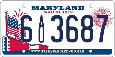 MD license plate 6AU3687