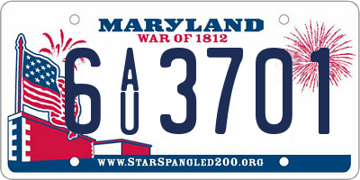 MD license plate 6AU3701