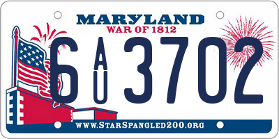 MD license plate 6AU3702