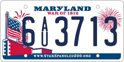 MD license plate 6AU3713