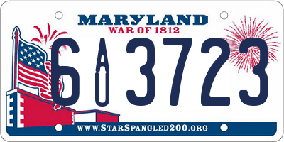 MD license plate 6AU3723