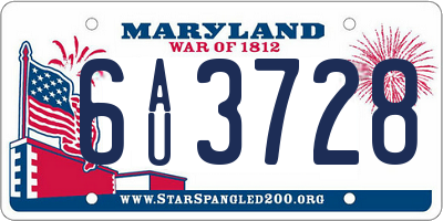 MD license plate 6AU3728