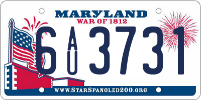 MD license plate 6AU3731