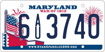 MD license plate 6AU3740
