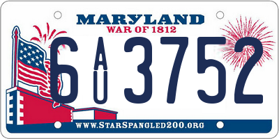 MD license plate 6AU3752