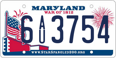 MD license plate 6AU3754