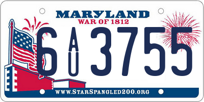 MD license plate 6AU3755