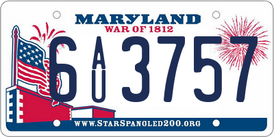 MD license plate 6AU3757