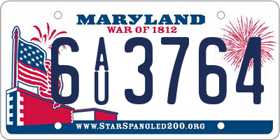 MD license plate 6AU3764