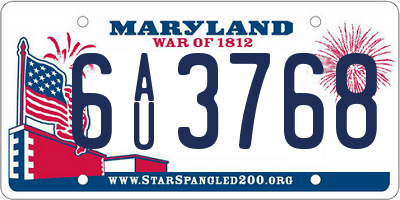 MD license plate 6AU3768