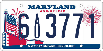 MD license plate 6AU3771