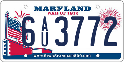 MD license plate 6AU3772