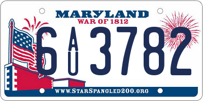 MD license plate 6AU3782