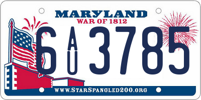 MD license plate 6AU3785