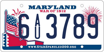 MD license plate 6AU3789
