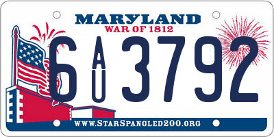 MD license plate 6AU3792