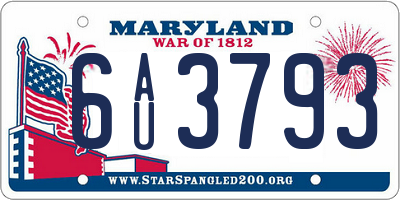 MD license plate 6AU3793