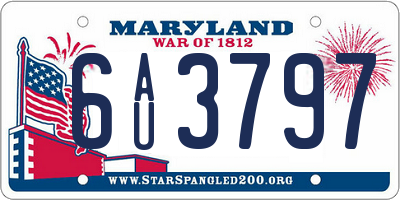 MD license plate 6AU3797