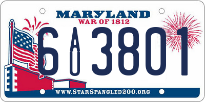 MD license plate 6AU3801