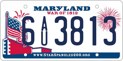 MD license plate 6AU3813