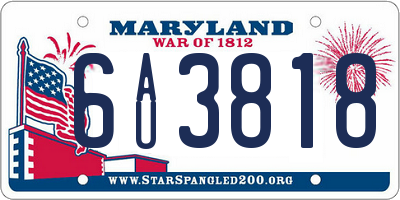 MD license plate 6AU3818