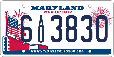 MD license plate 6AU3830