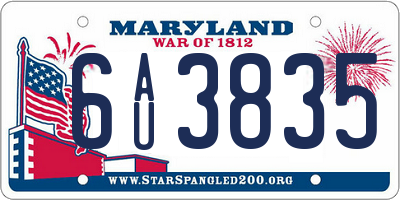 MD license plate 6AU3835