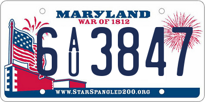 MD license plate 6AU3847