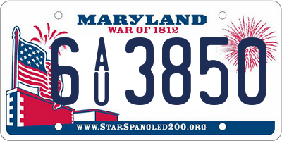 MD license plate 6AU3850