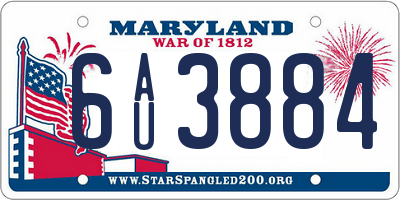 MD license plate 6AU3884