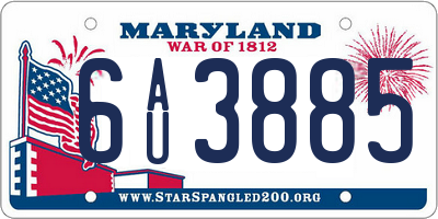 MD license plate 6AU3885