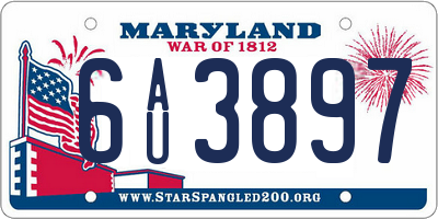 MD license plate 6AU3897