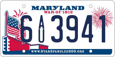 MD license plate 6AU3941