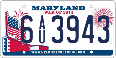 MD license plate 6AU3943