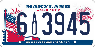 MD license plate 6AU3945
