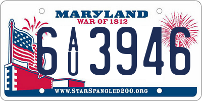 MD license plate 6AU3946