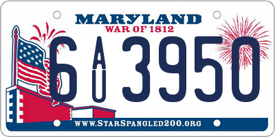 MD license plate 6AU3950