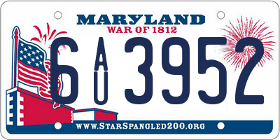 MD license plate 6AU3952