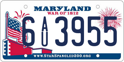 MD license plate 6AU3955
